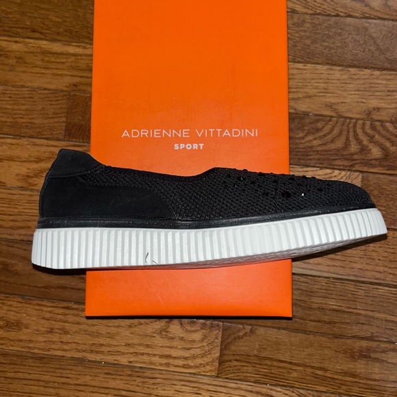 Adrienne Vittadini Sport Black Nance Stretch Knit Loafers Rhinestones Women’s 8 - Picture 4 of 7